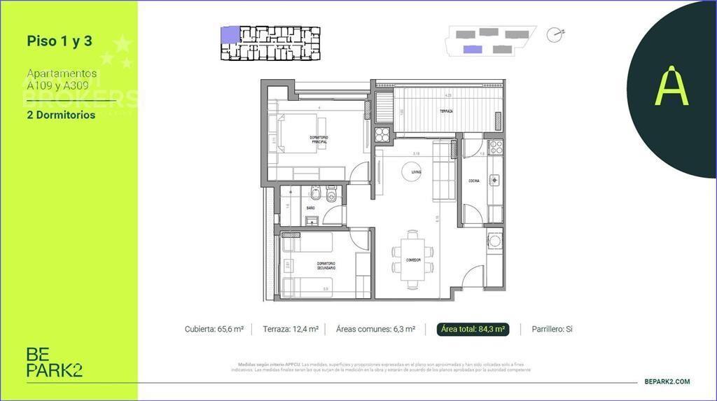 Apartamento de dos dormitorios en venta en Parque Rivera -