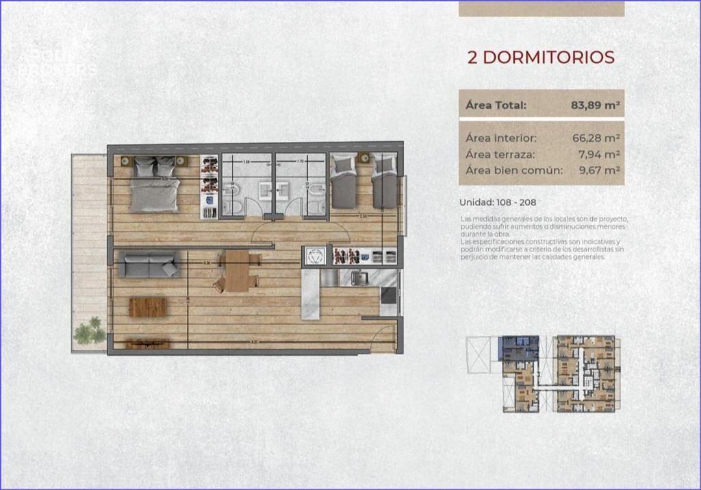 Apartamento de dos dormitorios en venta en Malvín