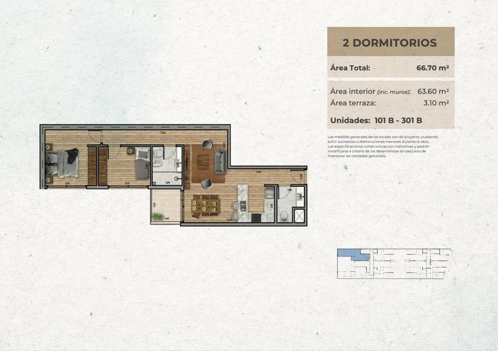 Venta de apartamento de 2 dormitorios en Urban Punta Carreta