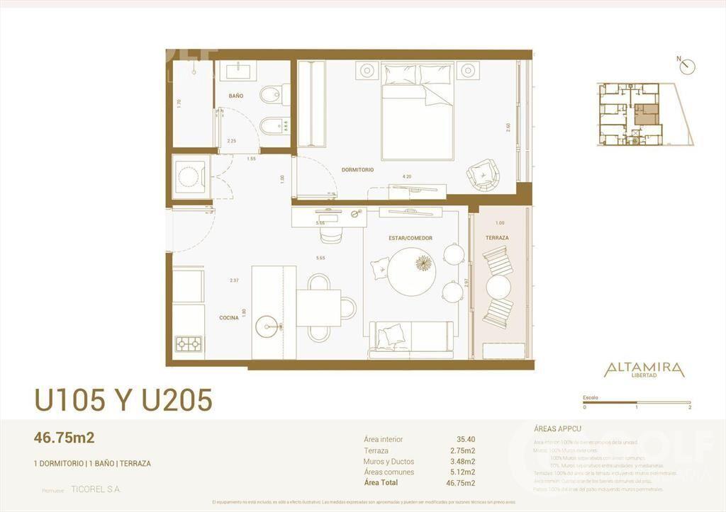 Venta de apartamento un dormitorio en Pocitos