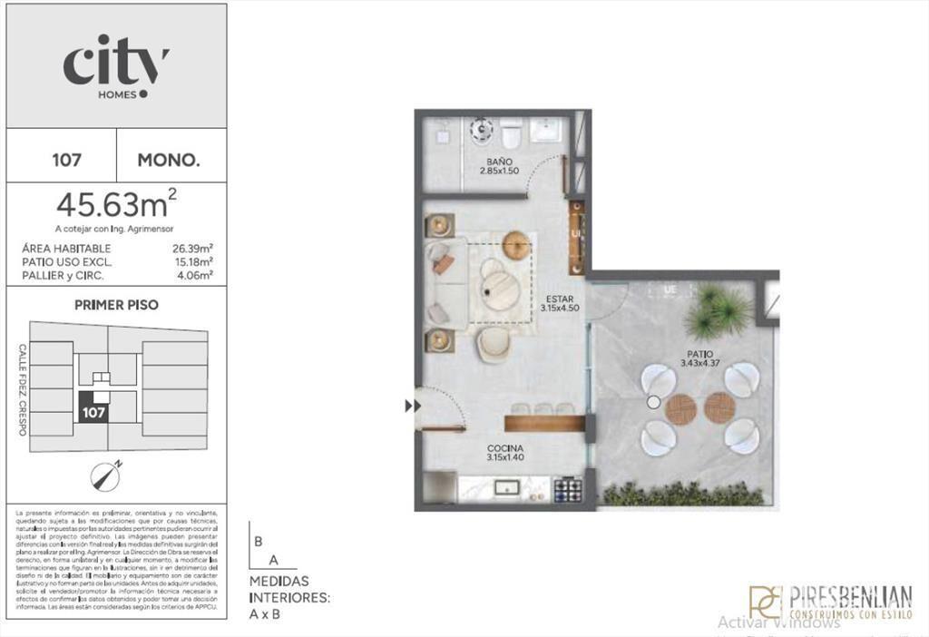 Venta Monoambiente en Cordón