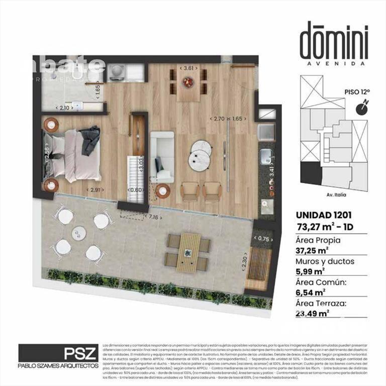Venta Penthouse apartamento 1 Dormitorio en La Blanqueada
