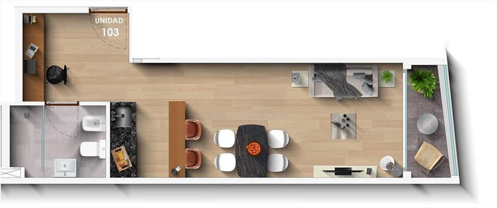 Venta apartamento monoambiente más Studio y terraza Parque