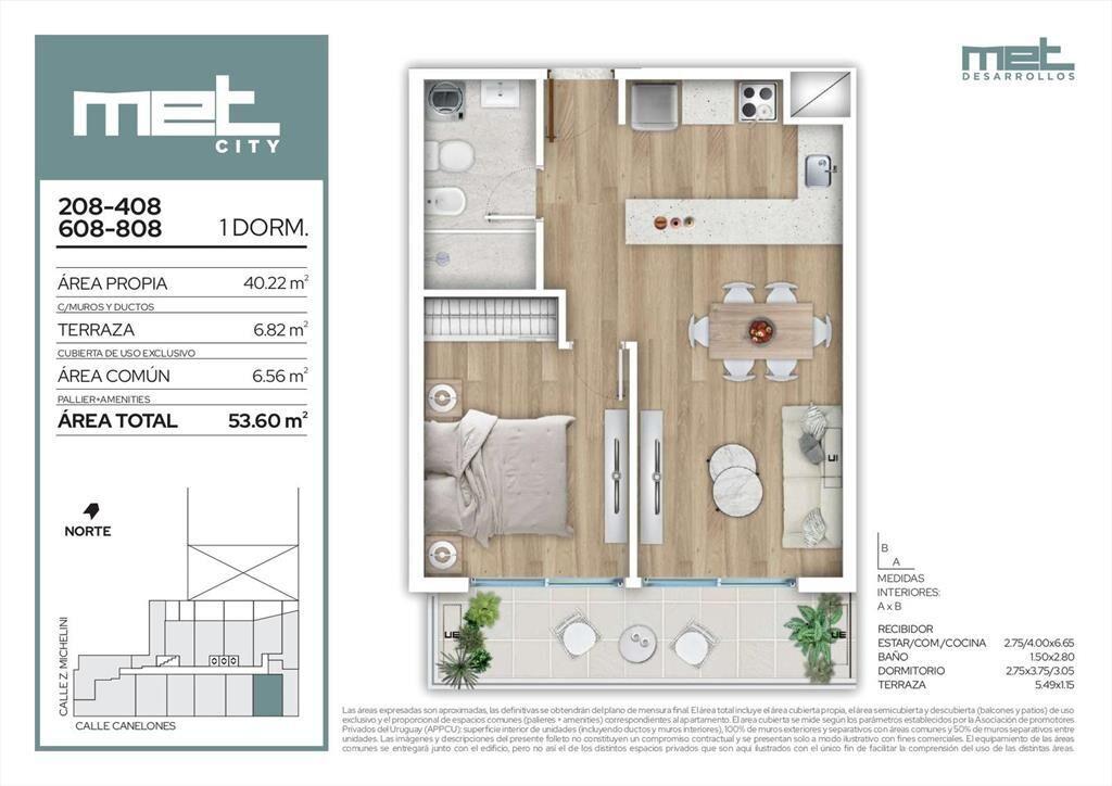 Venta Apartamento 1 Dormitorio en Barrio Sur