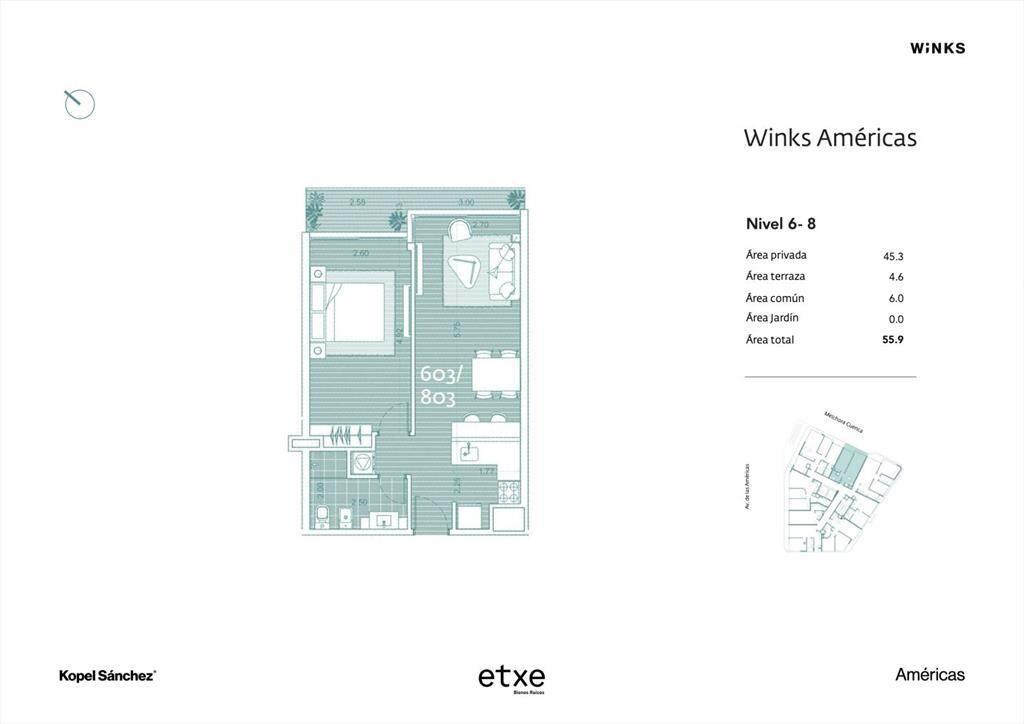 Reventa 703 Apartamento 1 dormitorio en Winks Americas...