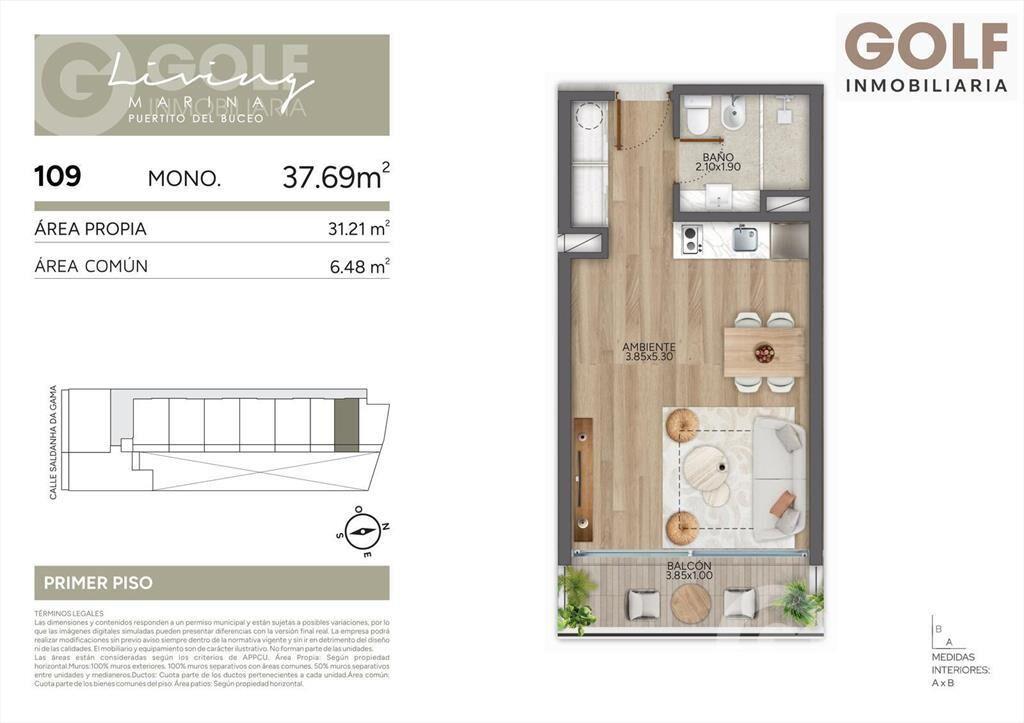 Venta de monoambiente en Puertito del Buceo