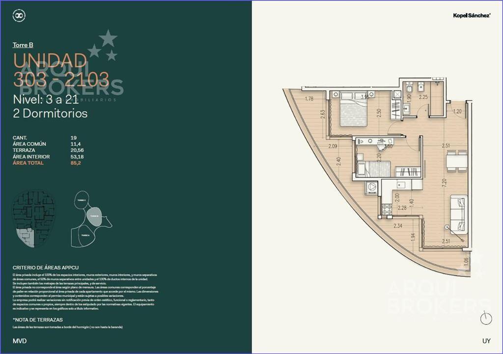 Apartamento de dos dormitorios en venta en Buceo - 1103B
