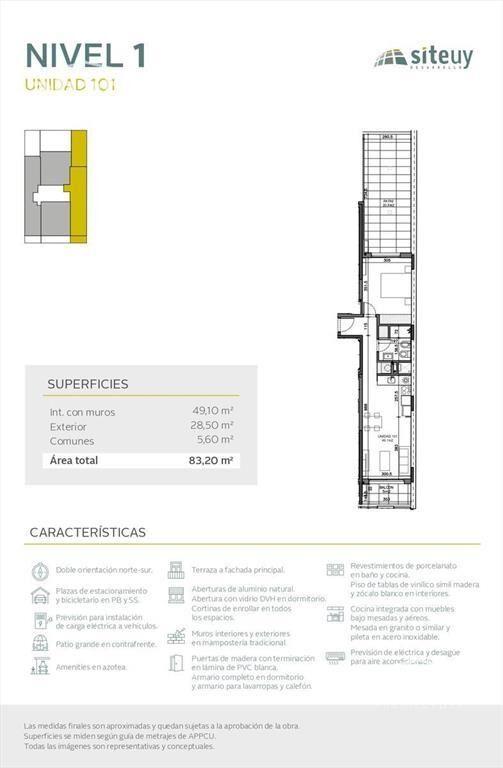 Venta apartamento 1 Dormitorio en Cordón