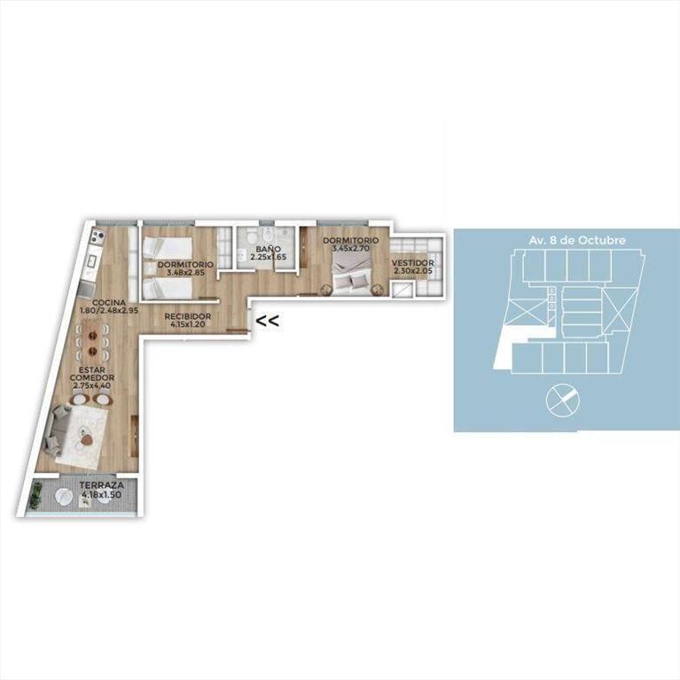 Apartamento de dos dormitorios en venta con renta en La Bla