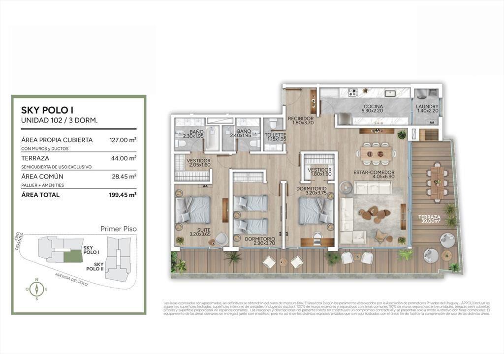 VENTA APARTAMENTO 3 DORMITORIOS - CARRASCO NORTE