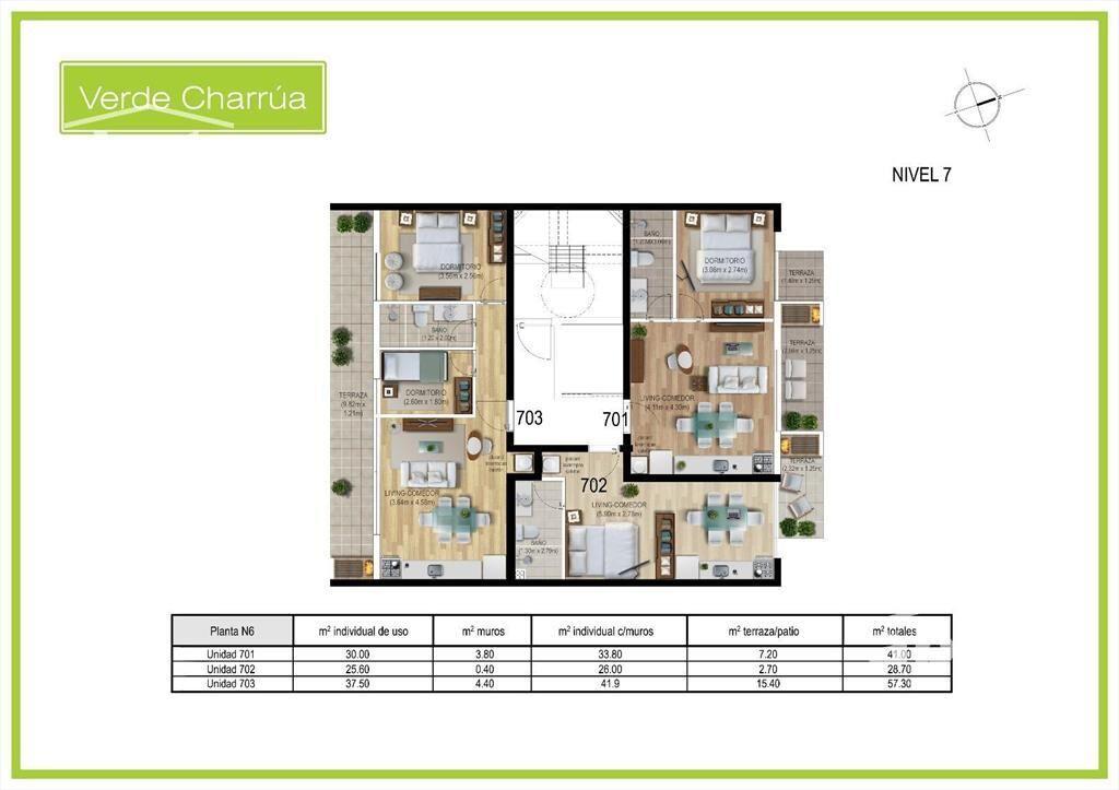 Venta apartamento 1 Dormitorio en Cordón gran patio con Par