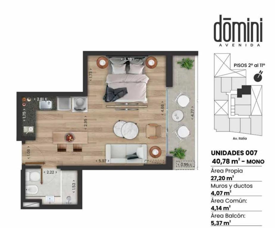 Venta de monoambiente en Domini Avenida, La Blanqueada