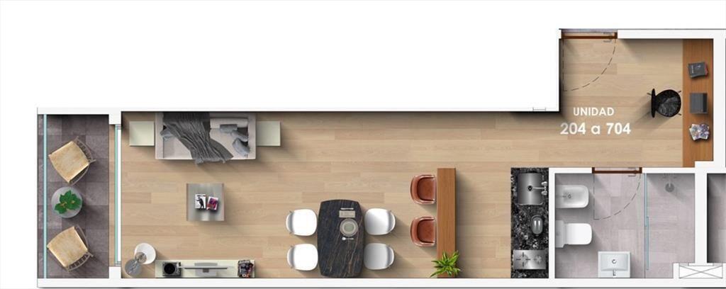 Venta apartamento monoambiente más Studio y terraza Parque