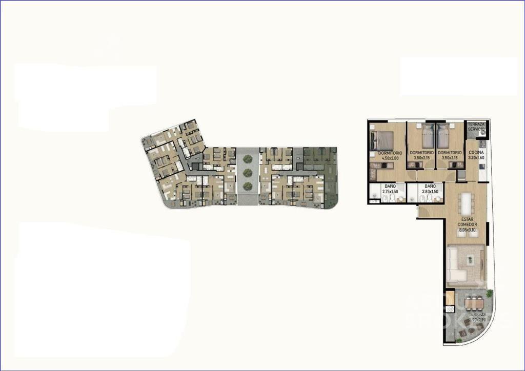 Apartamento de tres dormitorios en venta en Ciudad de la Co
