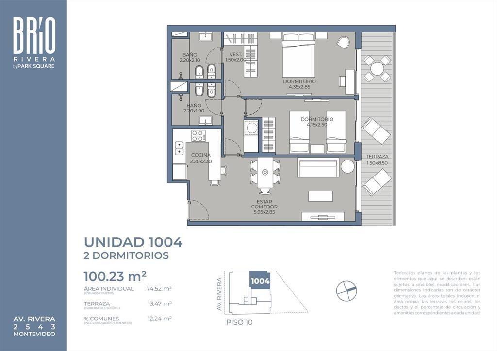 Venta Apartamento 2 Dormitorios en Pocitos