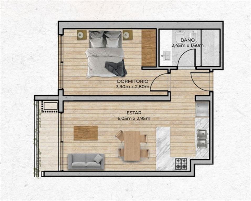 VENTA Apartamento CENTRO 1 dormitorio con balcón