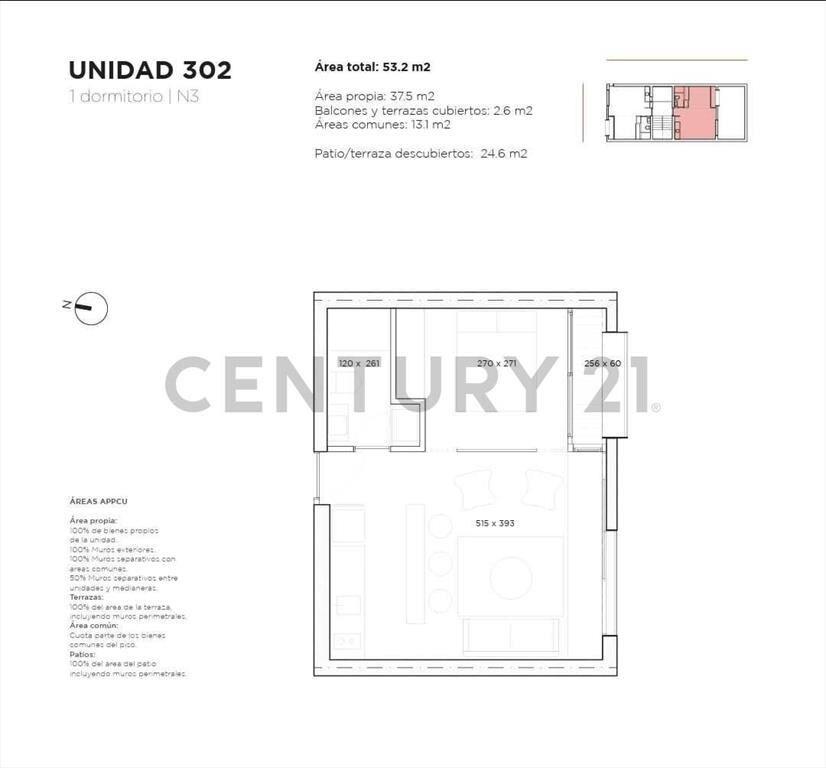 Venta penthouse contrafrente al Sur -1d-balcón-azotea exc...