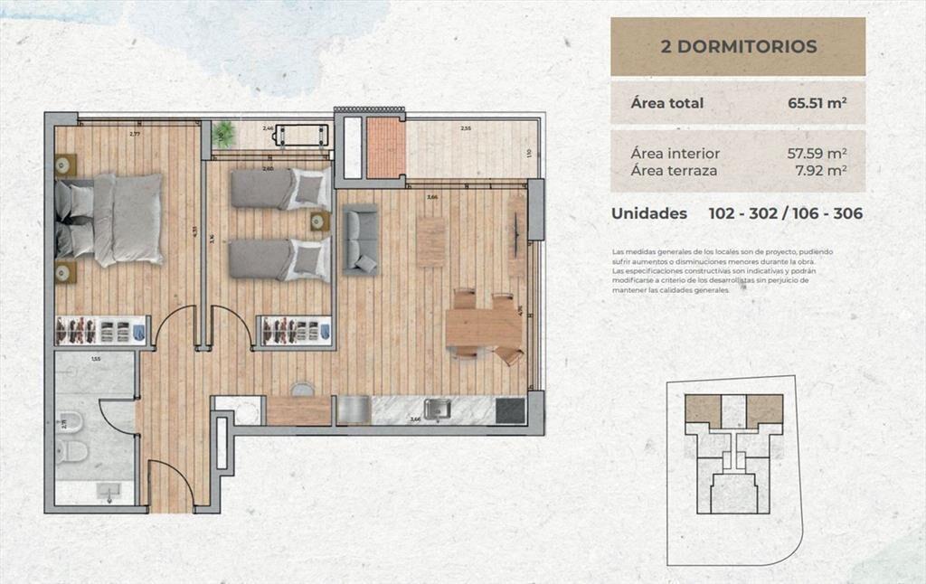 VENTA Apto CIUDAD DE LA COSTA 2 dorm balcón POZO