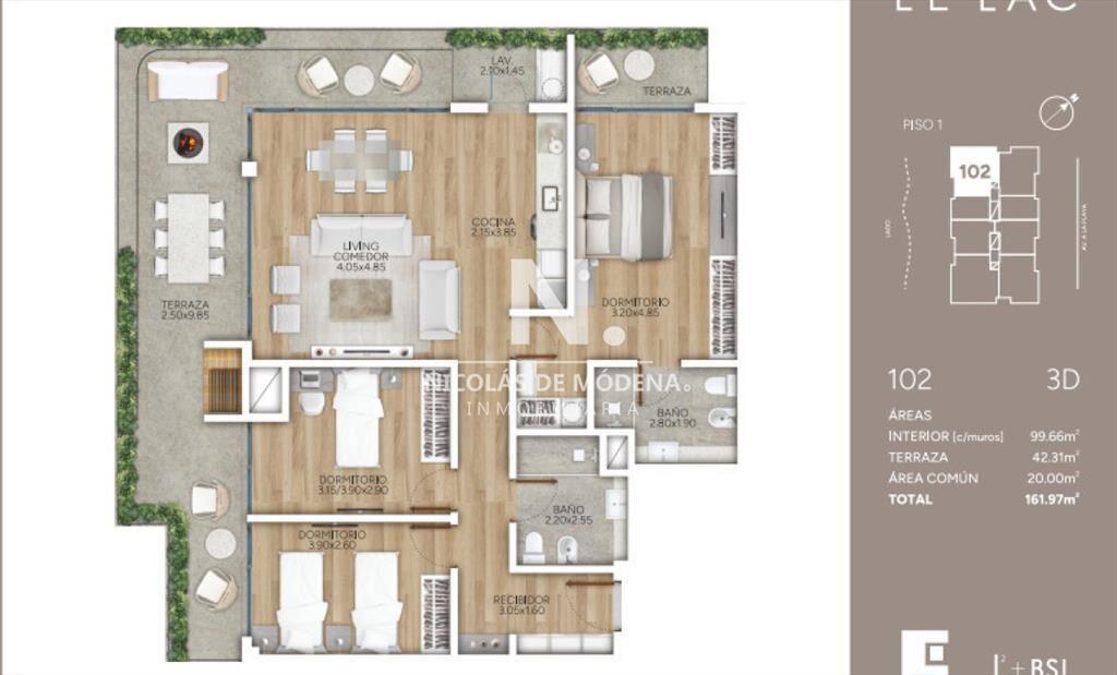Apartamento en Venta de 3 Dormitorios