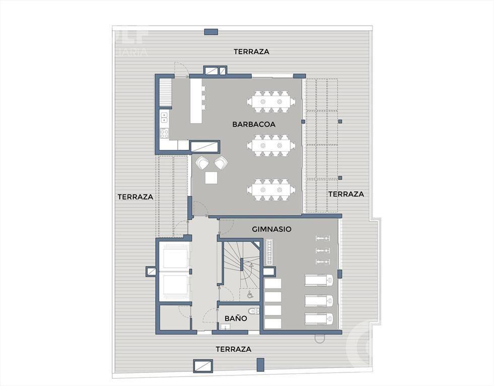 Venta de apartamento de 1 dormitorio con terraza en Pocitos