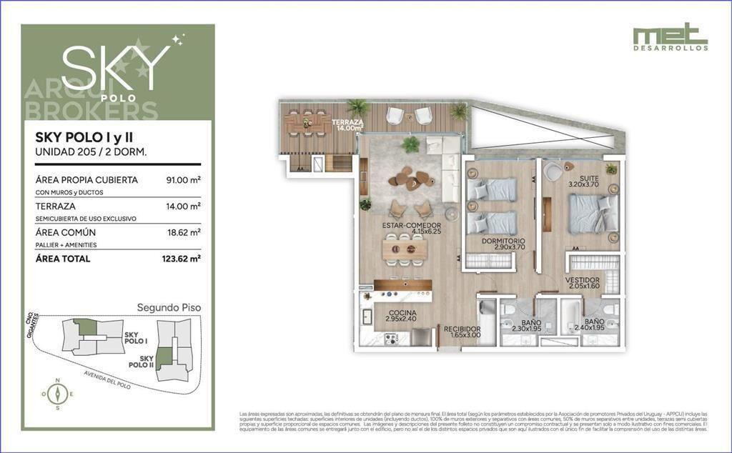 Apartamento de dos dormitorios en venta en Carrasco - 205 T