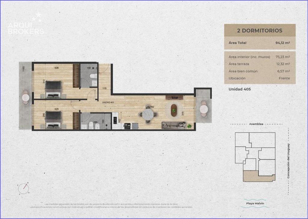 Apartamento de dos dormitorios en venta en Malvín - 405