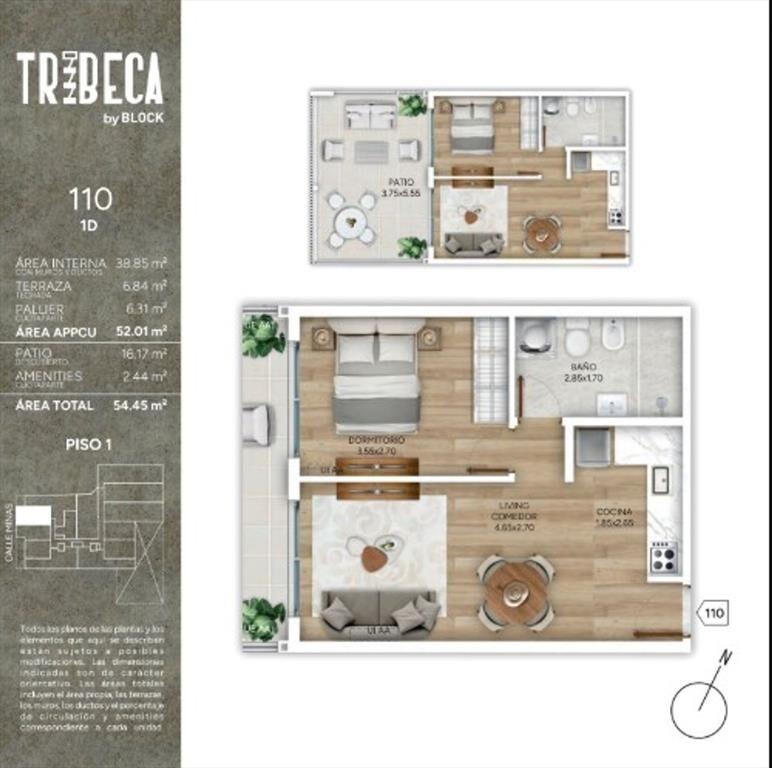 Venta 1 dormitorio con patio en Pozo