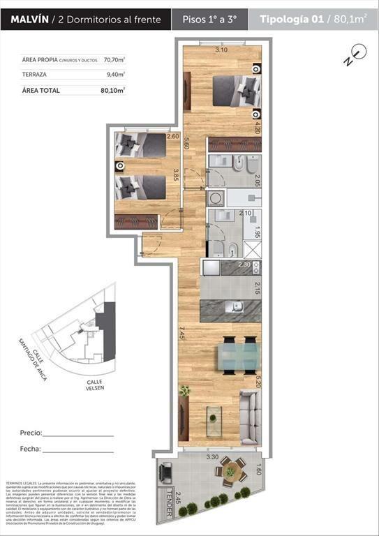 Venta Apartamento Malvin 2 Dormitorios 2 Baños Garaje Terra