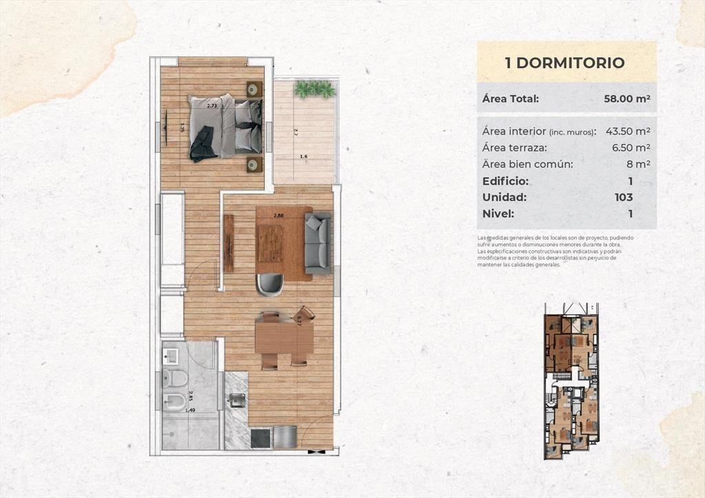 Venta Apartamento 1 Dormitorio en Cordon