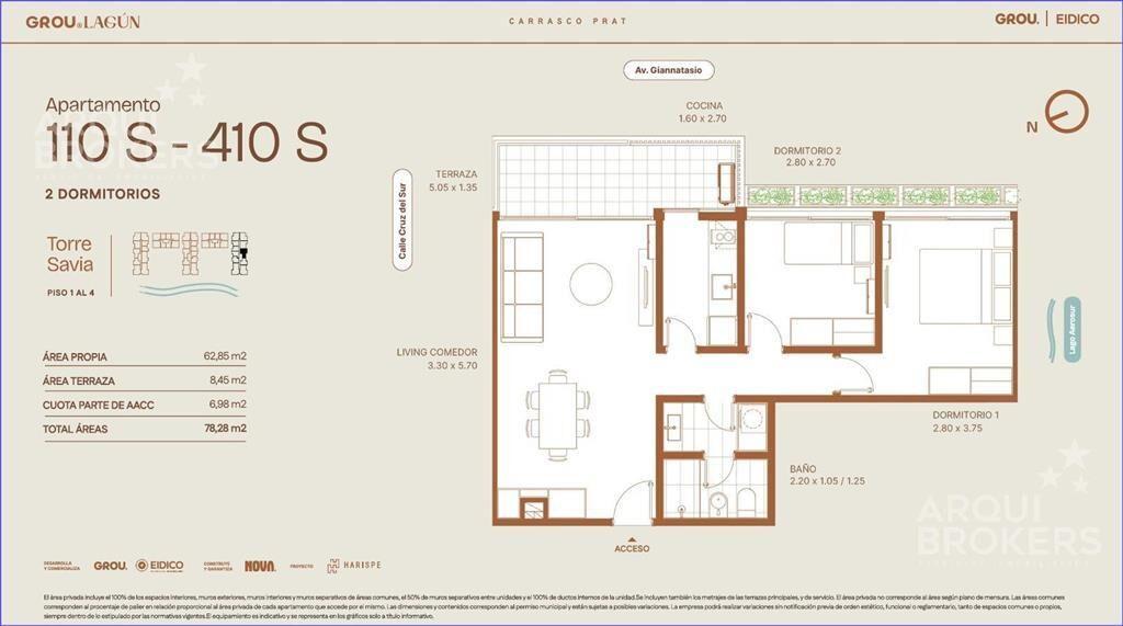 Apartamento de dos dormitorios en venta en Carrasco Este -