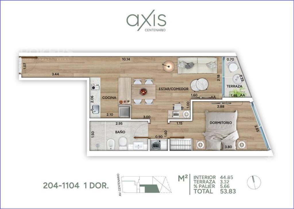 Apartamento de un dormitorio en venta en La Blanqueada - 90