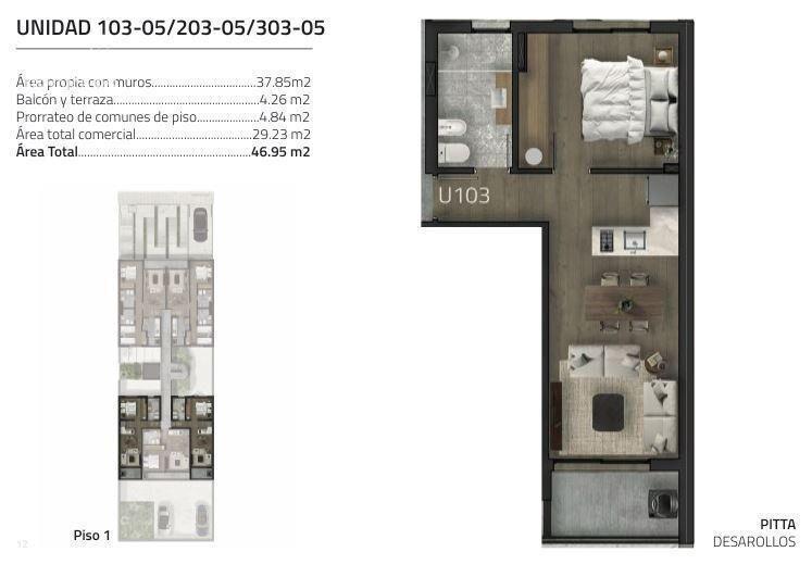 Apartamento de un dormitorio en venta en Malvín - 105