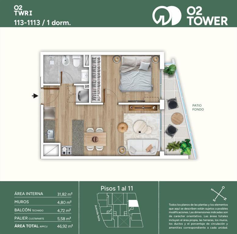 Venta de Apartamento con 1 dormitorio en Parque Batlle