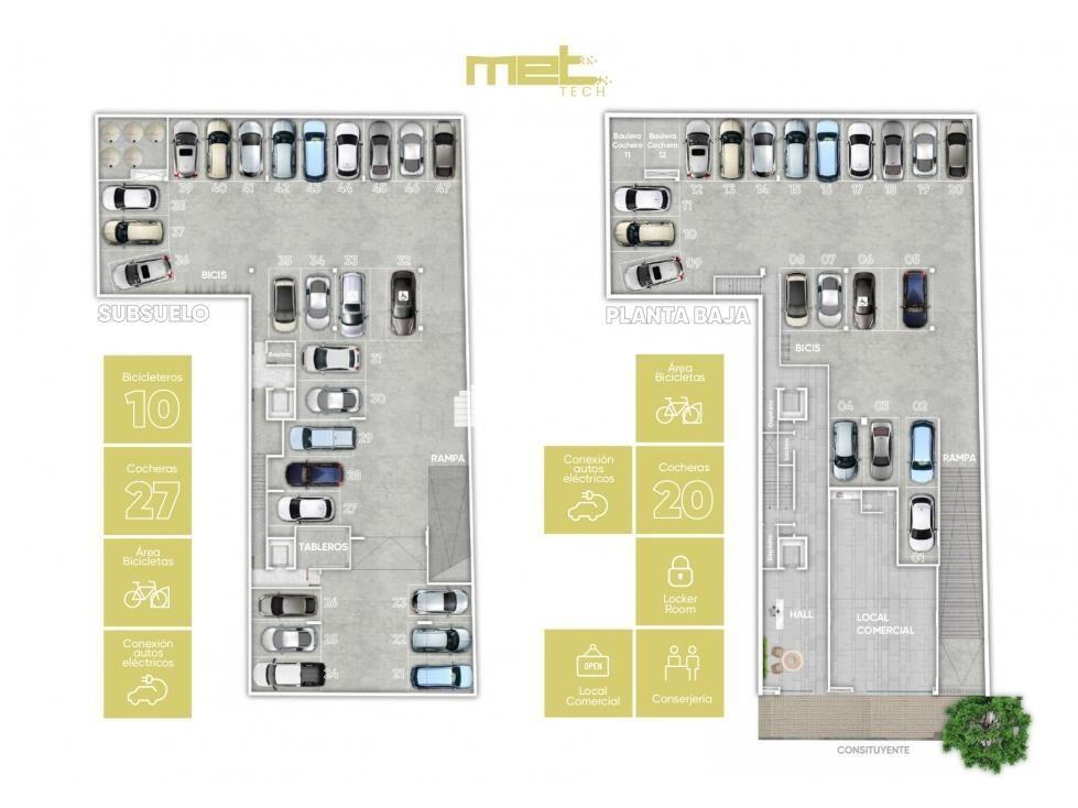 VA1901 venta apto 2 Dorm MET TECH Cordon