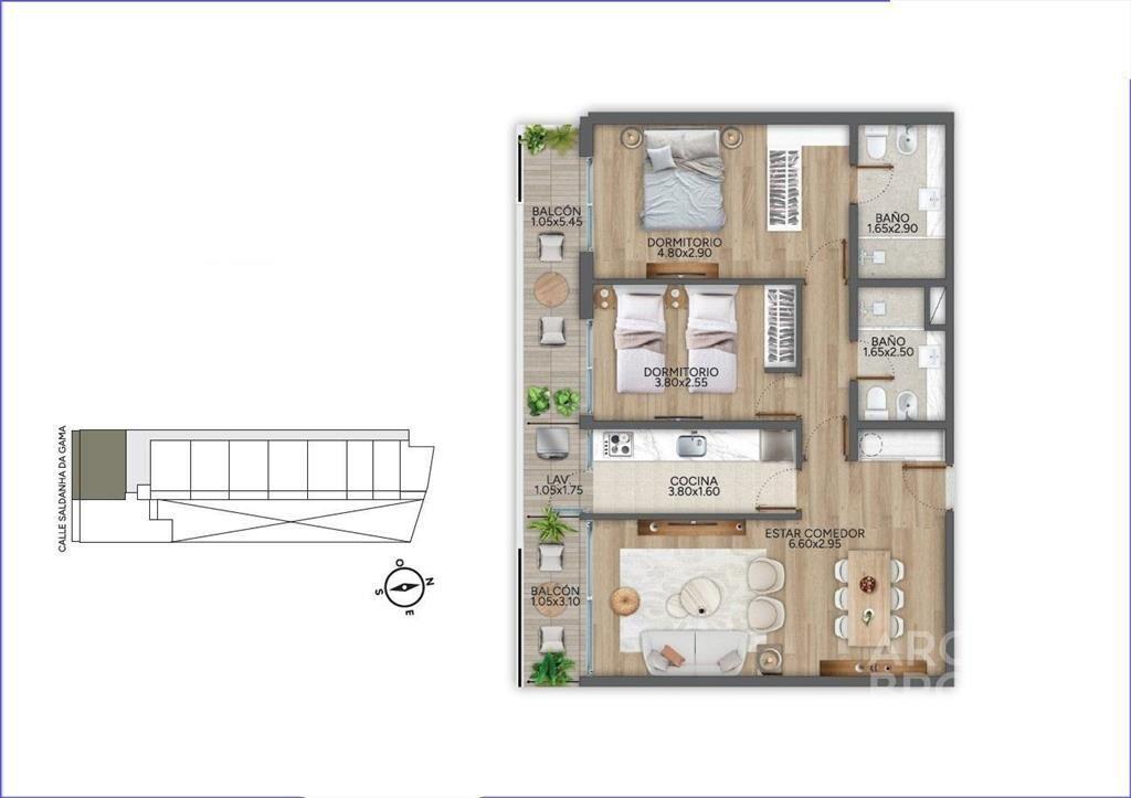 Apartamento de 2 dormitorios en venta en Puerto Buceo - 201