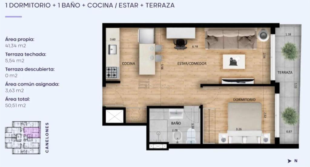 Se vende apartamento de un dormitorio y garage en Cordón Su