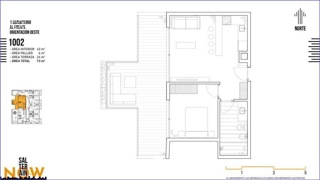 Apartamento penthouse de un dormitorio en venta en Cordón -