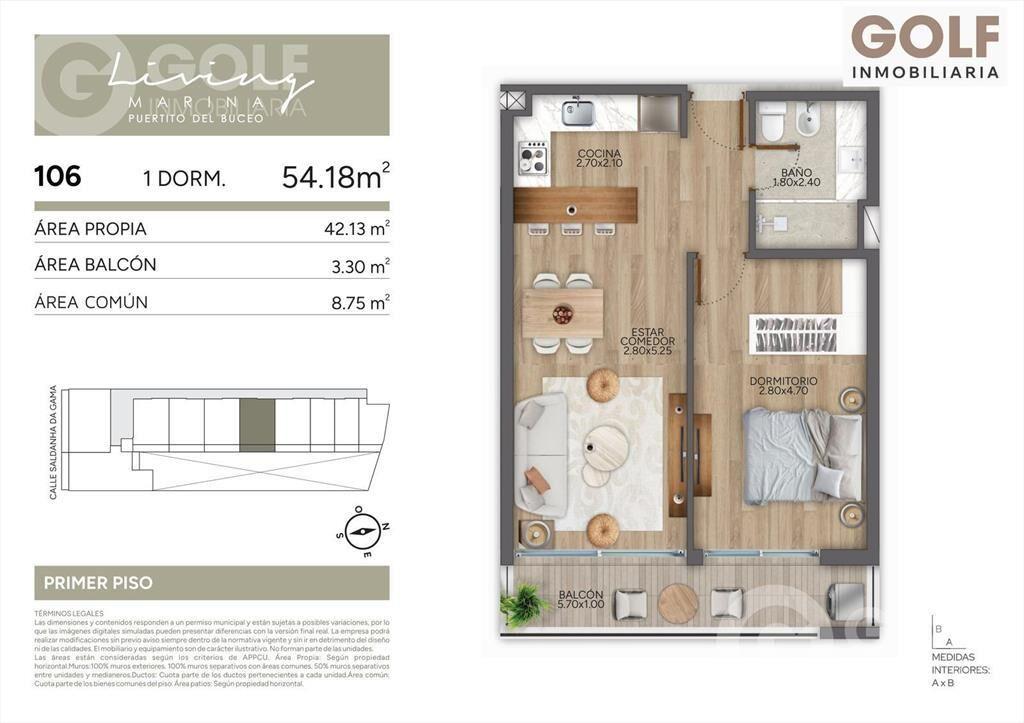 Venta de Apartamento 1 dormitorio en Puertito del Buceo