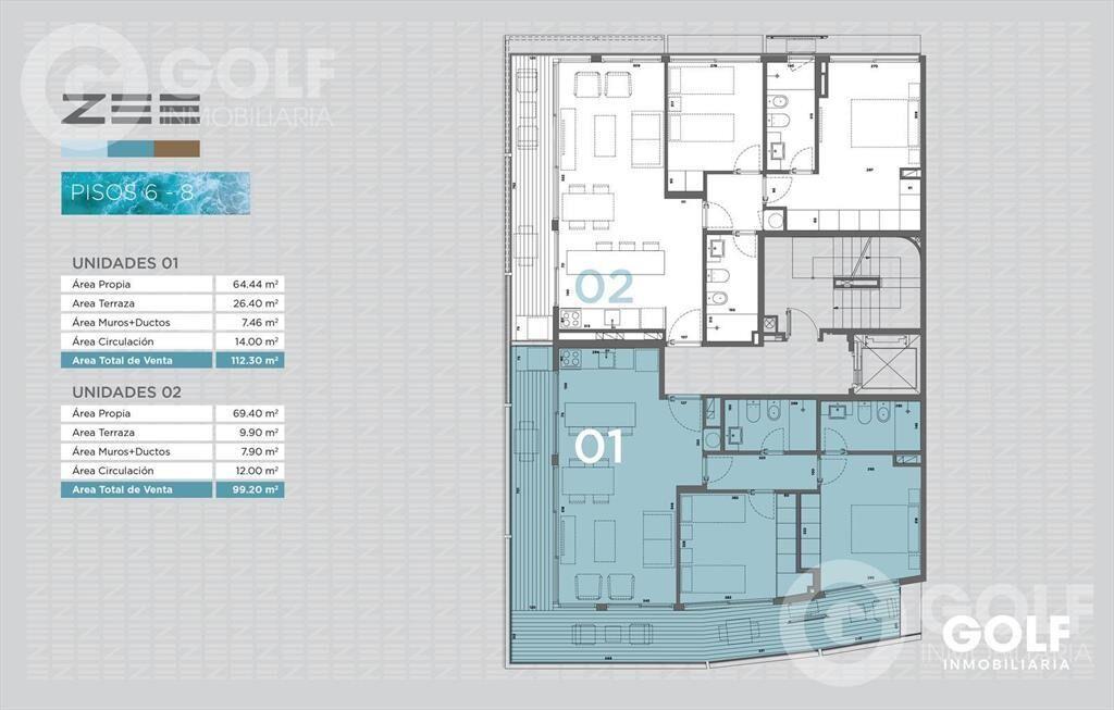 Venta de apartamento de 2 dormitorios con terraza en rambla