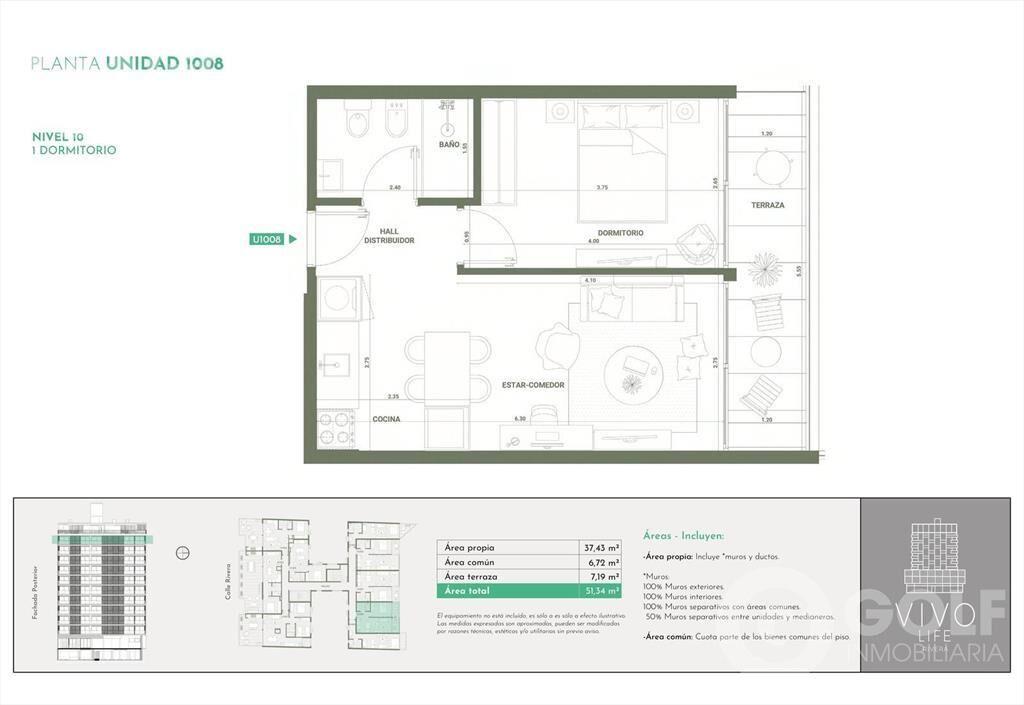 VENTA DE APARTAMENTO DE 1 DORMITORIO EN CORDON