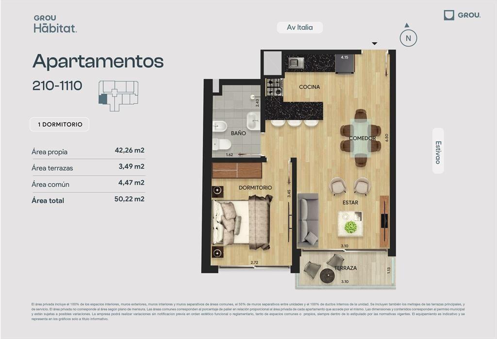 Venta apto 1 dorm. a estrenar, Parque Batlle