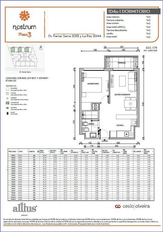 Apartamento de un dormitorio en venta en Tres Cruces - 205