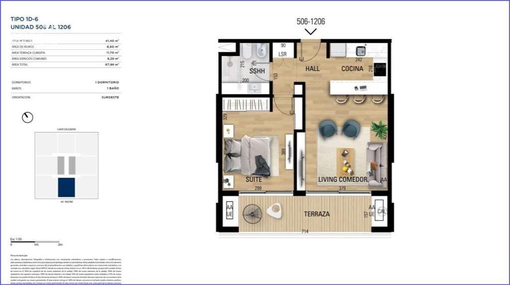 Apartamento de un dormitorio en venta con renta en Carrasco