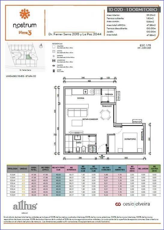 Apartamento de un dormitorio en venta en Tres Cruces - 113