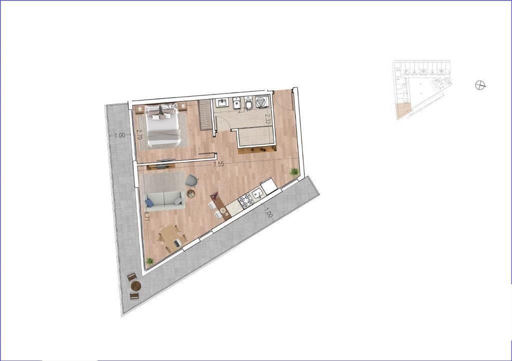 Apartamento de un dormitorio en venta en  Carrasco - 210