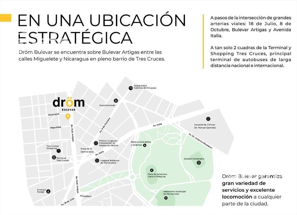Apartamento 1 dormitorio con terraza a estrenar en Tres Cru
