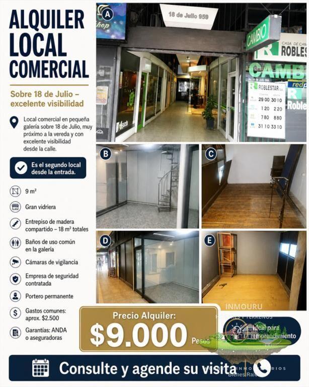 Se Alquila Local Sobre 18 de Julio en Pleno Centro