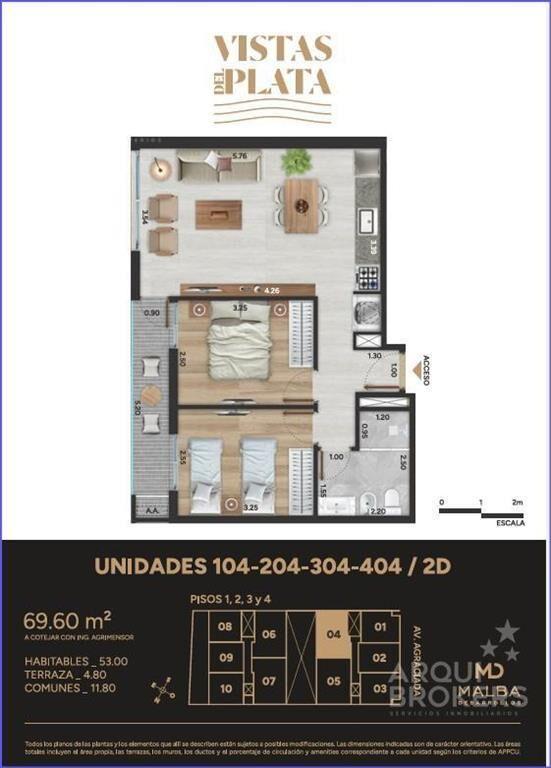 Apartamento  de dos dormitorios en venta en Aguada - 404