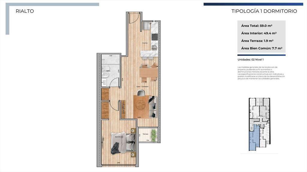 Venta Apartamento Cordón Sur 1 Dormitorio Estrena 04/27