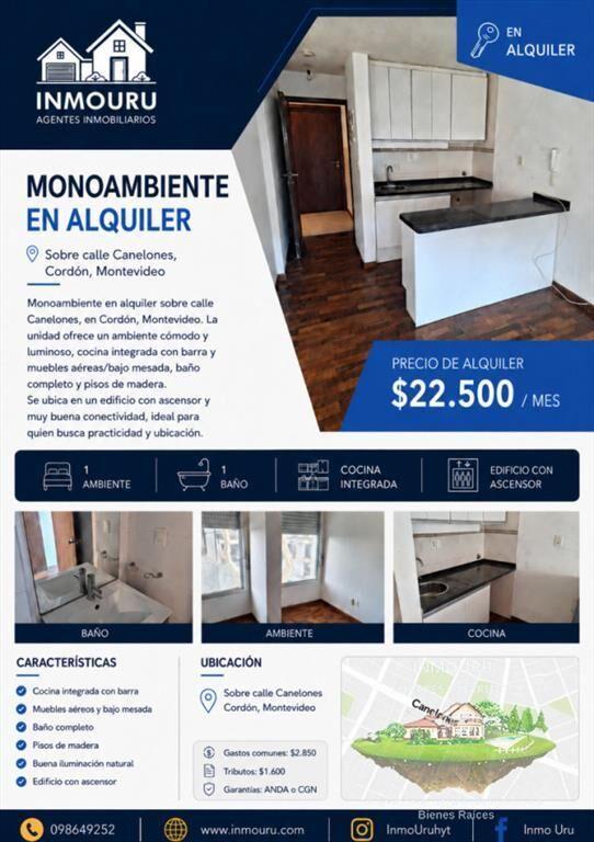 Se Alquila Monoambiente en Zona Cordón